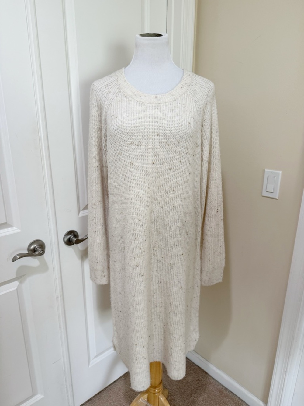 NWT Madewell Curved Hem Soft Cozy Wool Sweater Dress in Donegal Pearl Size XL - Picture 2 of 8